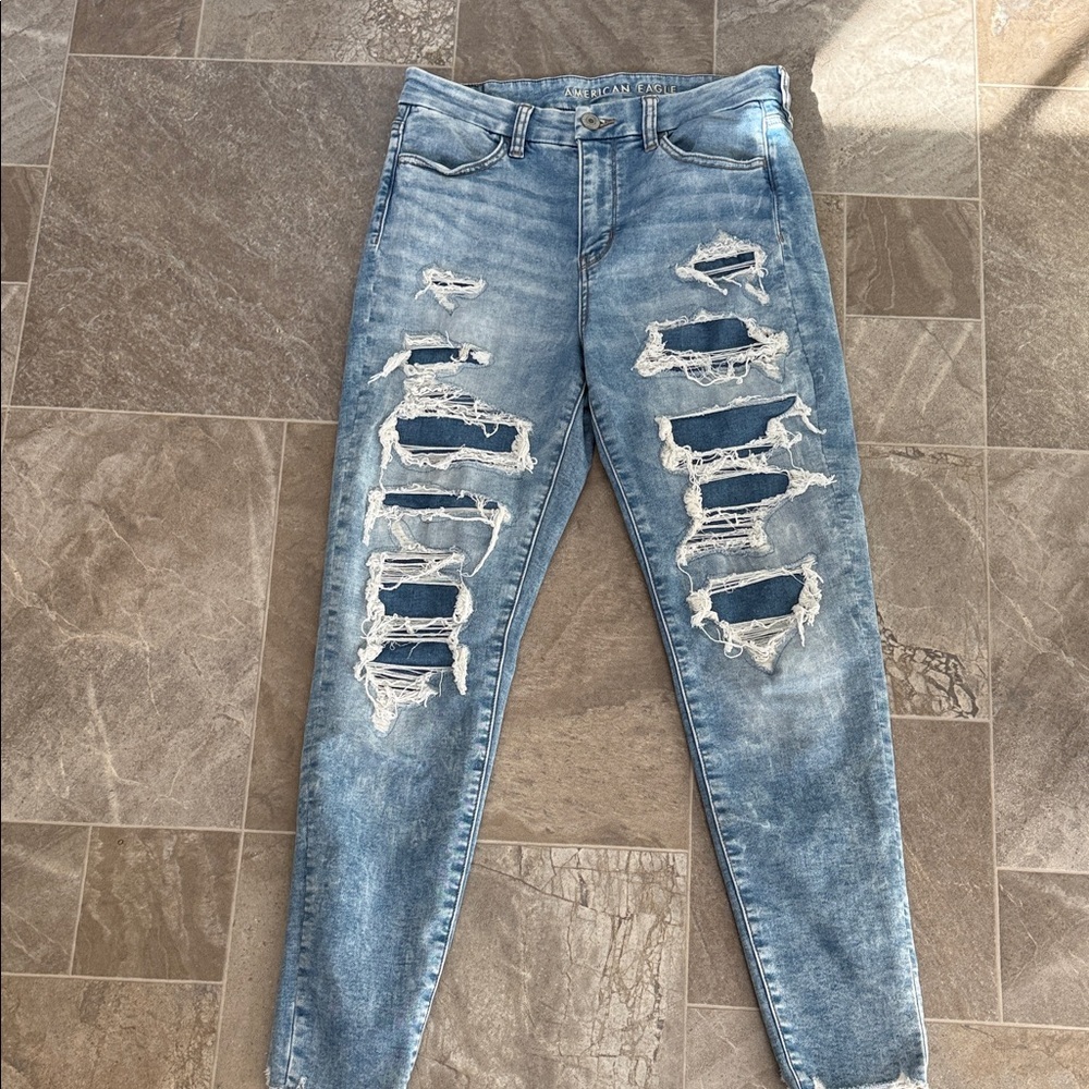 American Eagle next level stretch curvy hi rise jegging Distressed Jeans sz6